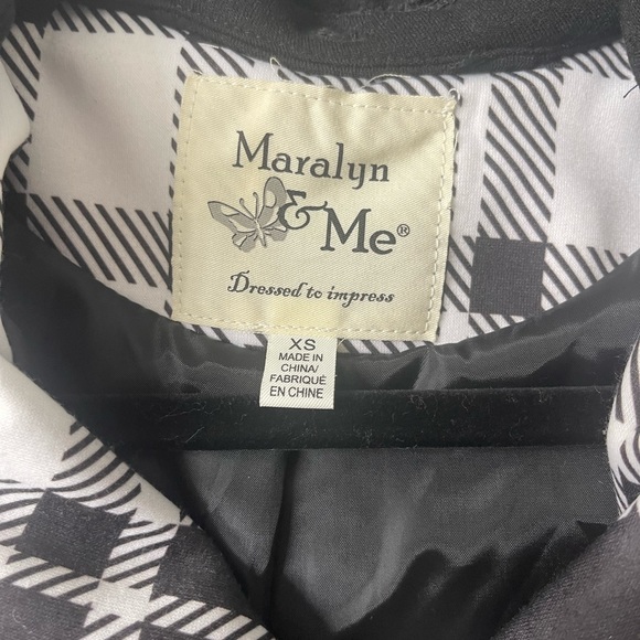 NWOT Maralyn& Me Women's Black & White Pea Coat size XS - Picture 3 of 7